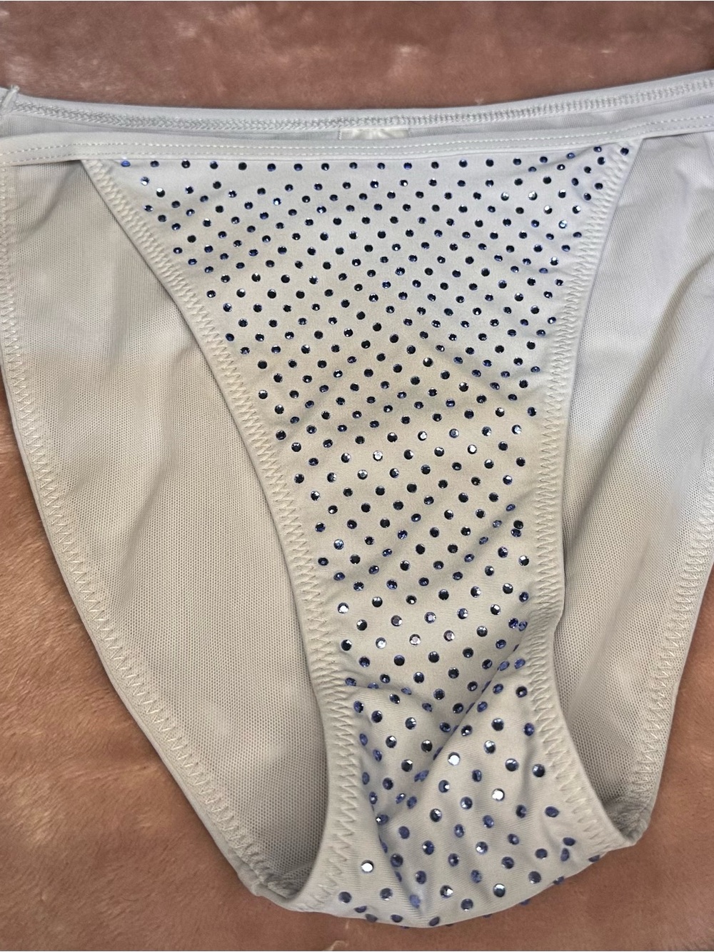 Good American Perfect Fit Light Blue w/Dark Blue Rhinestones Bikini Brief NWT